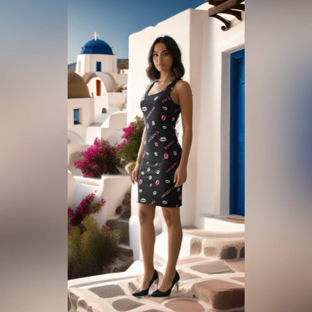 0131 Bebe Black Dress with Pink Accents - Picture 5 of 15